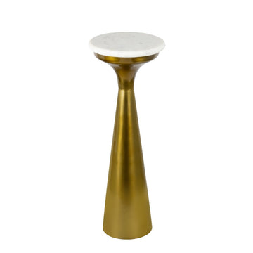 Oliver 22.25" Mid-Century Glam Retro Metal Drink Table with Marble Top
